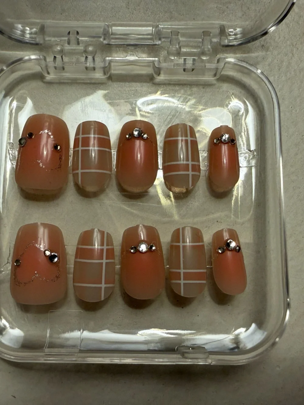 Decorative Press-On Nails with Rhinestones